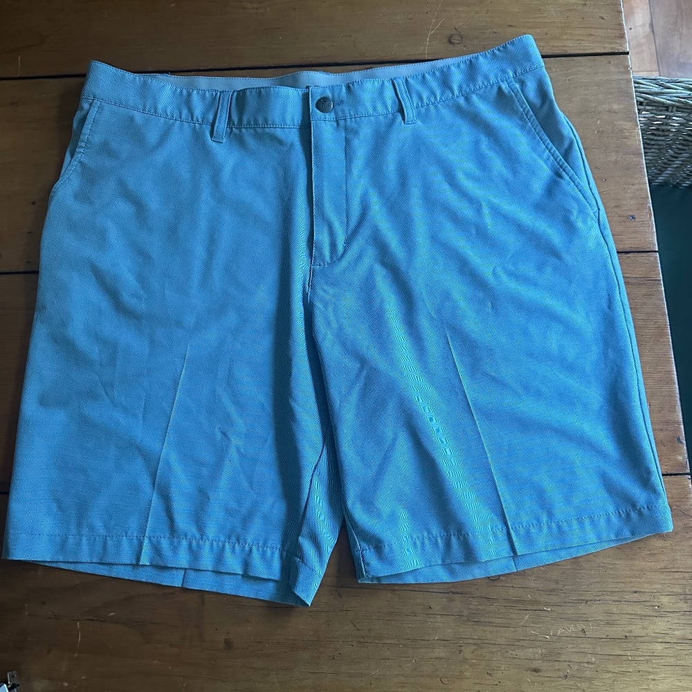 Men's ADIDAS Golf Shorts 4 Pocket Light Blue Herringbone Size 38 ADVF20R790